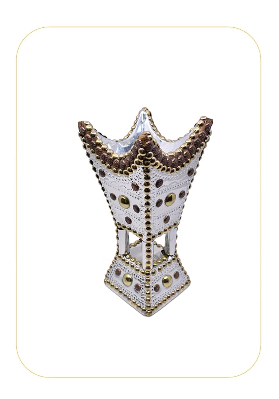 مبخرة عادية صاج فضي مسمار نحاسي مقاس 26